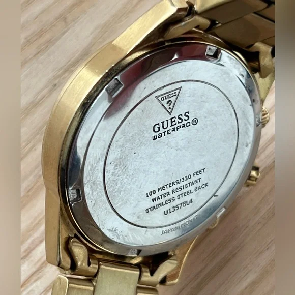 Guess WaterPro Chronograph Watch Blue Dial Gold-Tone Case